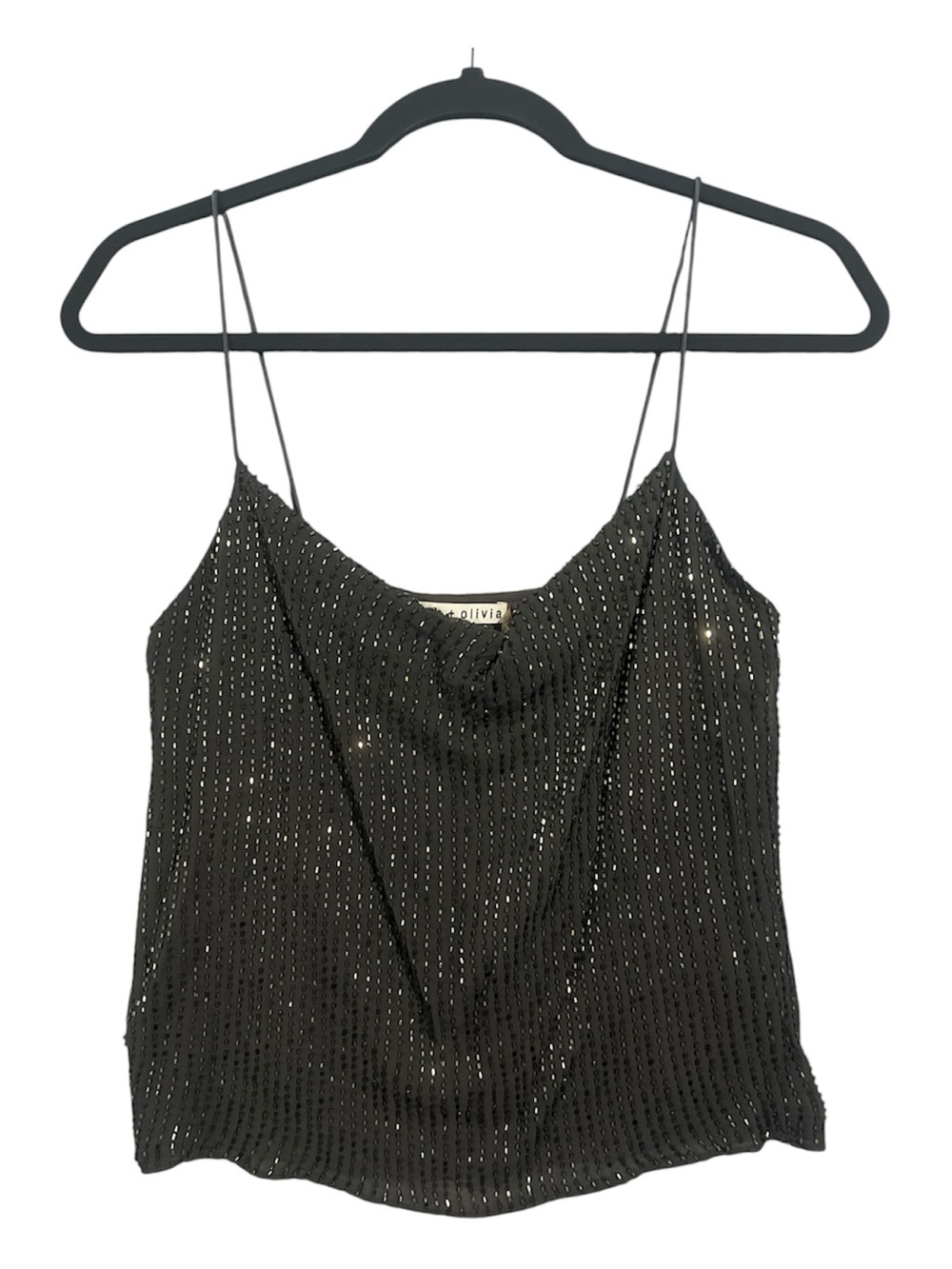Alice + Olivia Harmon Slip Tank Top Women’s XS Antique Silver Beaded